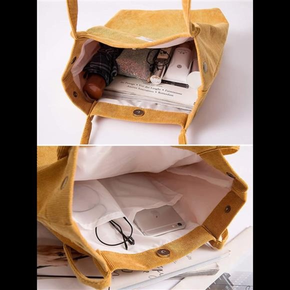 Womens Corduroy Shoulder Tote Bag _SOFT - Picture 5 of 6